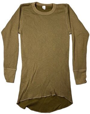 Vintage Morgan Mills Arctex OD Green Waffle Thermal Long Sleeve Military Shirt M